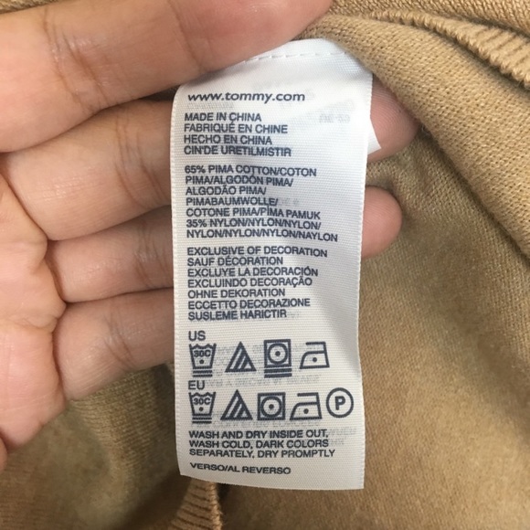 🛍SOLD🛍Tommy Hilfiger V Neck Sweater Pima Cotton Tan Sz S - Picture 6 of 6